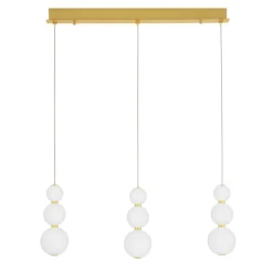 Lampadari Moderni-Selezionato da Mazzolaluce Lampadario per tavolo da pranzo vetro bianco opaco e oro
