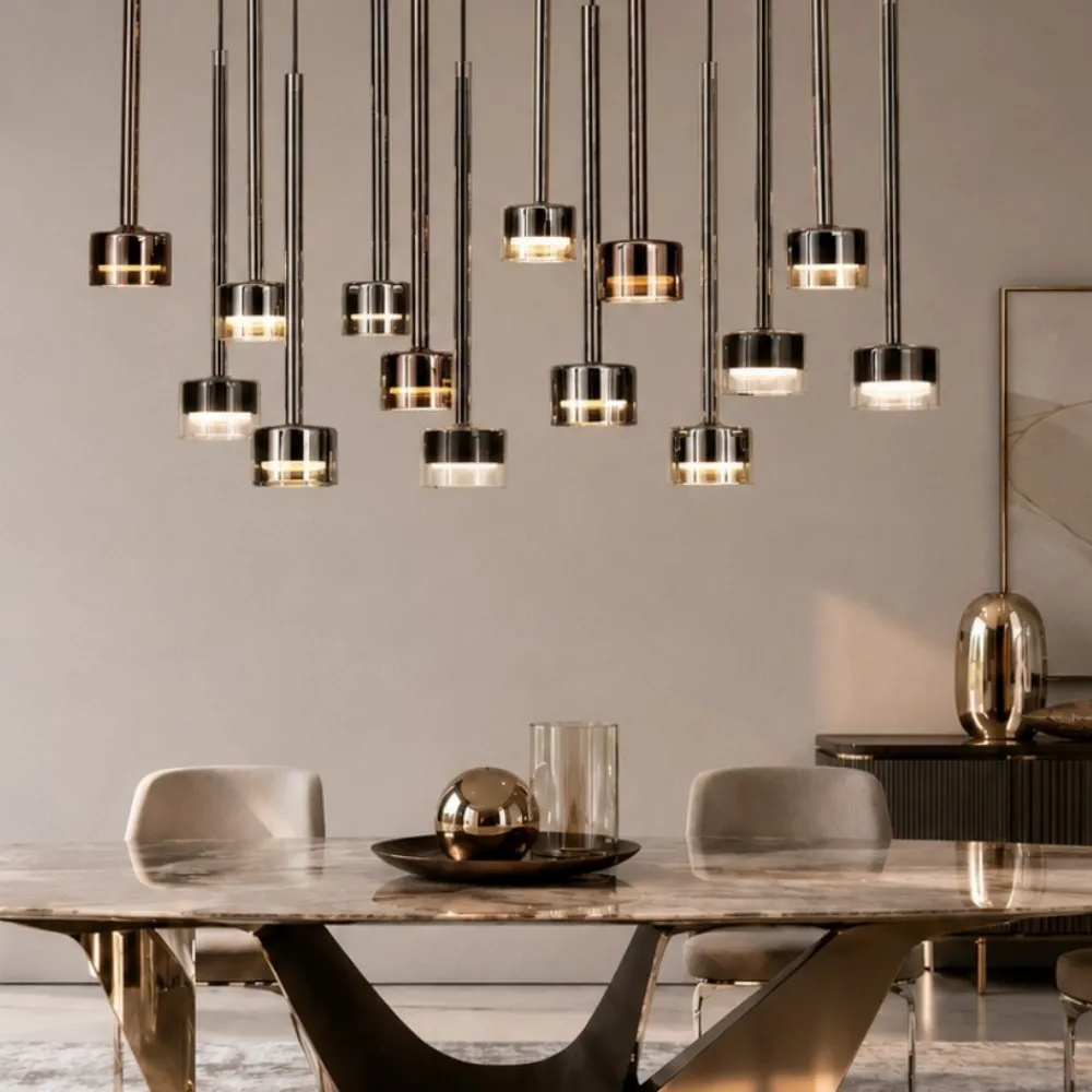 Lampadari Moderni-Selezionato da Mazzolaluce Lampadario per tavolo da soggiorno pendenti in vetro multicolor