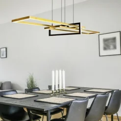 Lampadari Moderni-Selezionato da Mazzolaluce Lampadario per tavolo da soggiorno oro led 34w 3000k dimmerabile