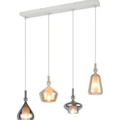 Lampadari Moderni-Selezionato da Mazzolaluce Lampadario per tavolo sala da pranzo con 4 pendenti i vetro