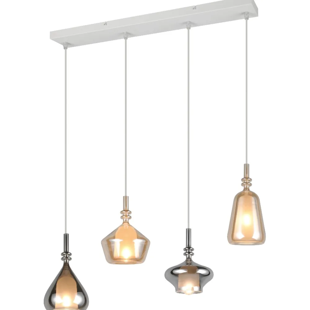 Lampadari Moderni-Selezionato da Mazzolaluce Lampadario per tavolo sala da pranzo con 4 pendenti i vetro