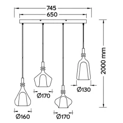 Lampadari Moderni-Selezionato da Mazzolaluce Lampadario per tavolo sala da pranzo con 4 pendenti i vetro