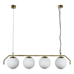 Lampadari Moderni-Selezionato da Mazzolaluce Lampadario per tavolo soggiorno moderno oro sfere bianche
