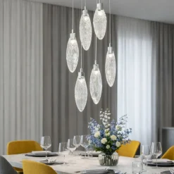 Lampadari Moderni-Selezionato da Mazzolaluce Lampadario petali di vetro pendenti a grappolo design moderno