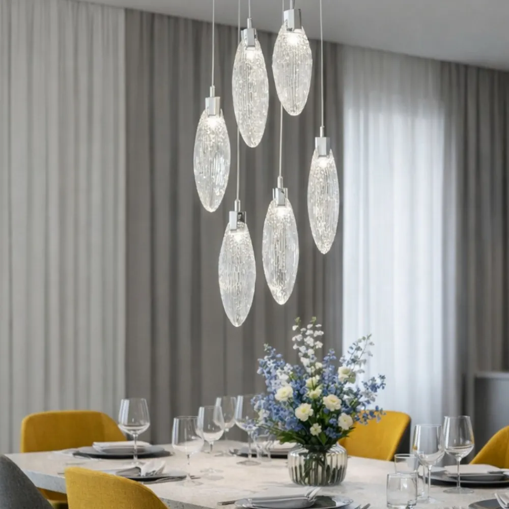 Lampadari Moderni-Selezionato da Mazzolaluce Lampadario petali di vetro pendenti a grappolo design moderno