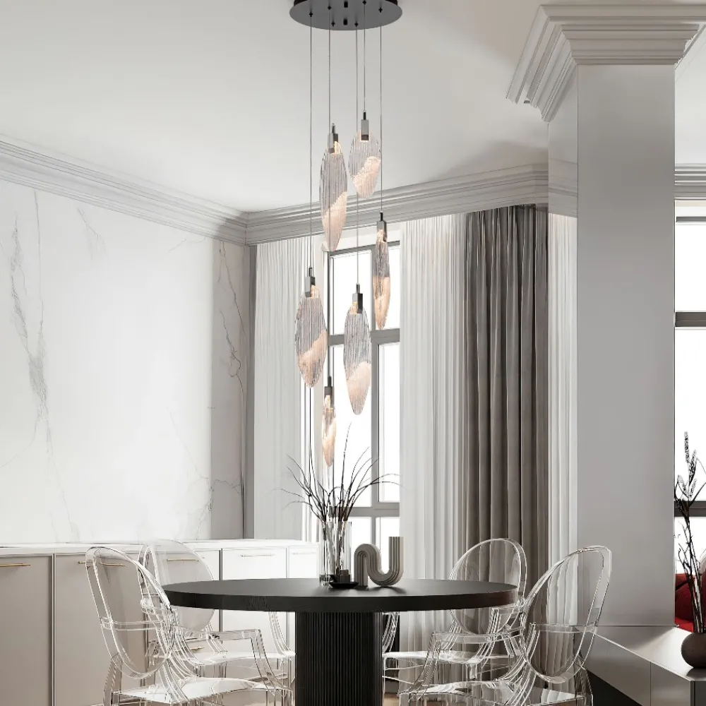 Lampadari Moderni-Selezionato da Mazzolaluce Lampadario petali di vetro pendenti a grappolo design moderno