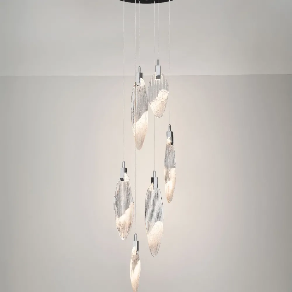 Lampadari Moderni-Selezionato da Mazzolaluce Lampadario petali di vetro pendenti a grappolo design moderno