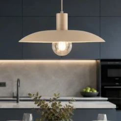Lampadari Cucina-Selezionato da Mazzolaluce Lampadario piatto a sospensione 41 cm di metallo sabbia per cucina