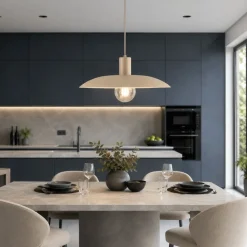 Lampadari Cucina-Selezionato da Mazzolaluce Lampadario piatto a sospensione 41 cm di metallo sabbia per cucina
