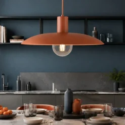 Lampadari Cucina-Selezionato da Mazzolaluce Lampadario piatto 41 cm a sospensione rosso mattone per cucina