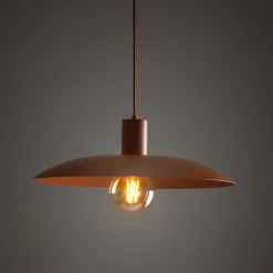 Lampadari Cucina-Selezionato da Mazzolaluce Lampadario piatto 41 cm a sospensione rosso mattone per cucina