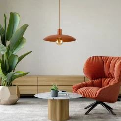Lampadari Cucina-Selezionato da Mazzolaluce Lampadario piatto 41 cm a sospensione rosso mattone per cucina