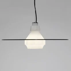 Lampadari Cucina-Selezionato da Mazzolaluce Lampadario piatto 45 cm a sospensione in vetro bianco fume design moderno per cucina