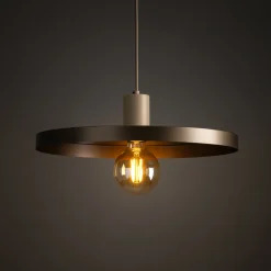 Lampadari Cucina-Selezionato da Mazzolaluce Lampadario piatto 40 cm sabbia marrone per tavolo da pranzo