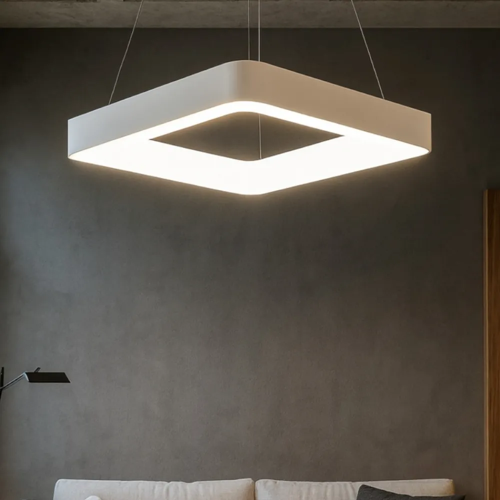 Lampadari Moderni-Vivida International Lampadario quadrato moderno bianco led 50w 3000k 4000k vivida inner