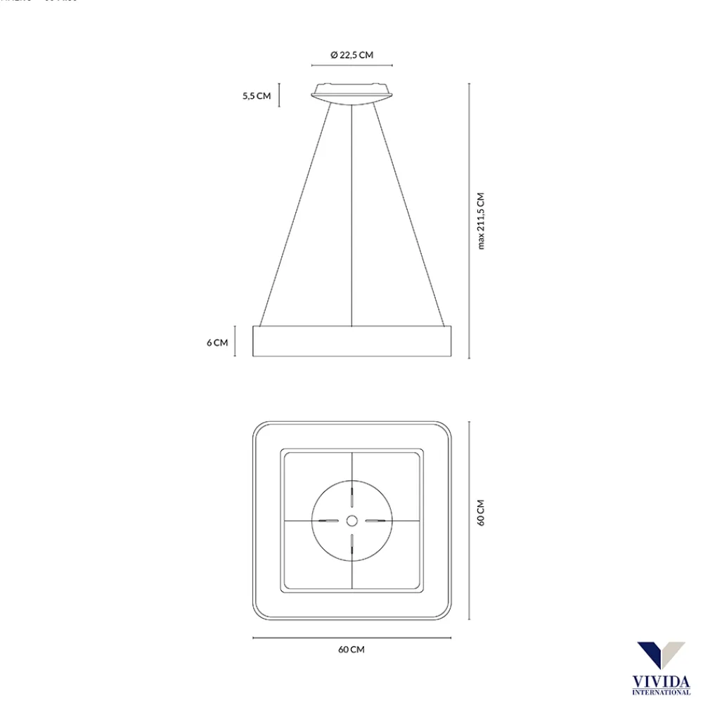 Lampadari Moderni-Vivida International Lampadario quadrato moderno bianco led 50w 3000k 4000k vivida inner