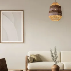 Lampadari Moderni-Selezionato da Mazzolaluce Lampadario rattan corda naturale per interni blu e nero
