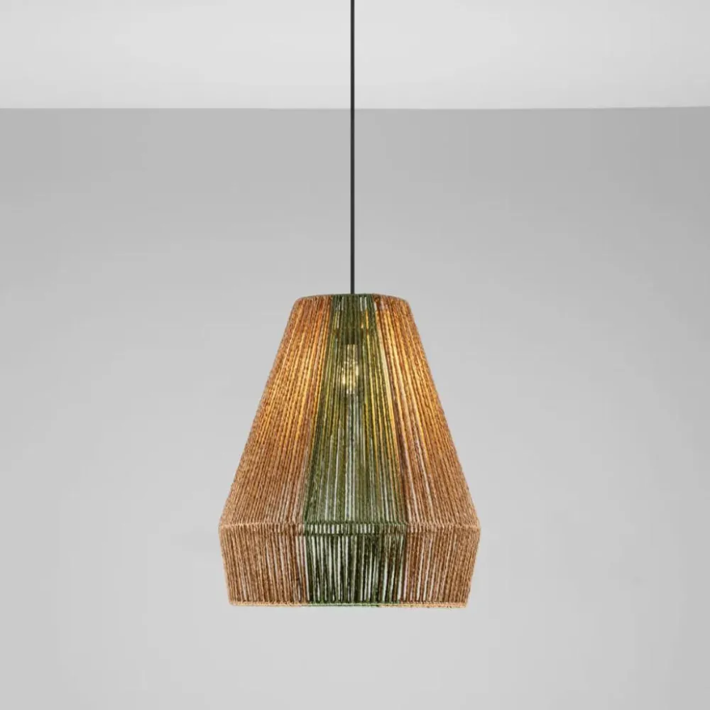 Lampadari Moderni-Selezionato da Mazzolaluce Lampadario rattan in corda sabbia e verde