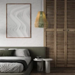 Lampadari Moderni-Selezionato da Mazzolaluce Lampadario rattan in corda sabbia e verde