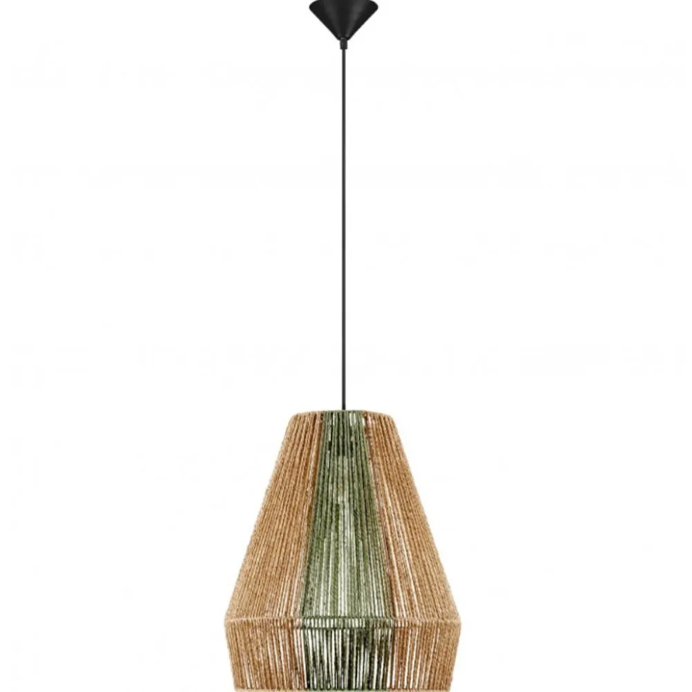 Lampadari Moderni-Selezionato da Mazzolaluce Lampadario rattan in corda sabbia e verde