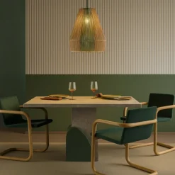 Lampadari Moderni-Selezionato da Mazzolaluce Lampadario rattan in corda sabbia e verde