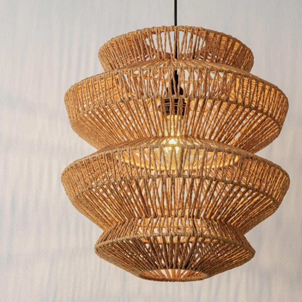 Lampadari Moderni-Selezionato da Mazzolaluce Lampadario rattan naturale intrecciato 40 cm