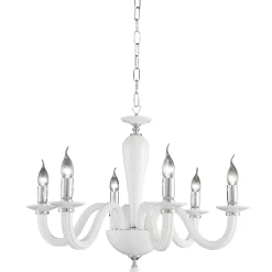 Lampadari Moderni-Ondaluce Lampadario ravel vetro 6 bracci bianco