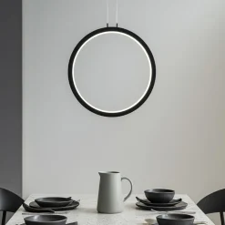 Lampadari Moderni-Selezionato da Mazzolaluce Lampadario rotonda cerchio nero 60cm led 36w 3000k