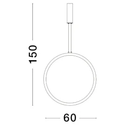 Lampadari Moderni-Selezionato da Mazzolaluce Lampadario rotonda cerchio nero 60cm led 36w 3000k