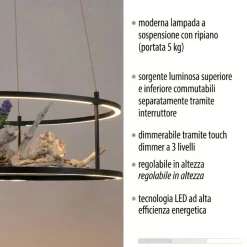 Lampadari Cucina-Selezionato da Mazzolaluce Lampadario rotondo porta oggetti bianco doppia luce led 3000k dimmerabile