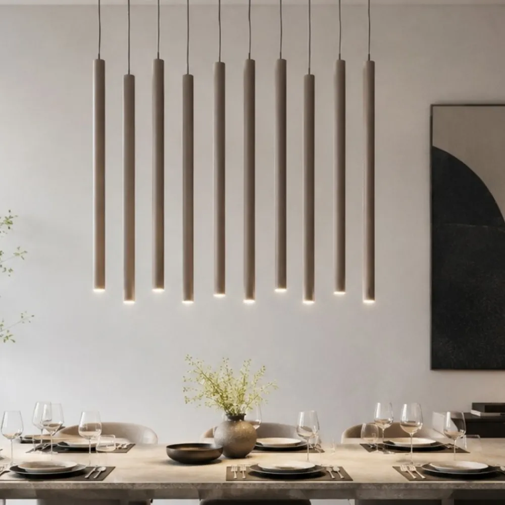 Lampadari Moderni-Selezionato da Mazzolaluce Lampadario sabbia cilindri rigati a sospensione per tavolo sala da pranzo moderno