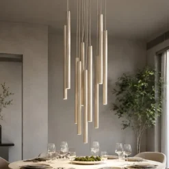 Lampadari Moderni-Selezionato da Mazzolaluce Lampadario sabbia cilindri rigati a sospensione per tavolo da soggiorno moderno