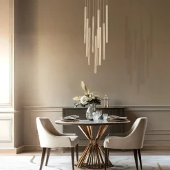Lampadari Moderni-Selezionato da Mazzolaluce Lampadario sabbia cilindri rigati a sospensione per tavolo da soggiorno moderno