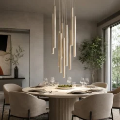 Lampadari Moderni-Selezionato da Mazzolaluce Lampadario sabbia cilindri rigati a sospensione per tavolo da soggiorno moderno