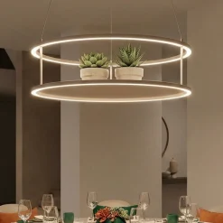 Lampadari Moderni-Selezionato da Mazzolaluce Lampadario sabbia rotondo moderno doppia luce led 3000k porta oggetti