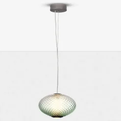 Lampadari Moderni-Selezionato da Mazzolaluce Lampadario sfera a sospensione di vetro verde sfumato led 12 w 3000k dimmerabile