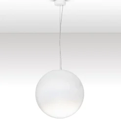Lampadari Moderni-Selezionato da Mazzolaluce Lampadario sfera bianco sfumato in vetro 50 cm led 15w 3000k dimmerabile