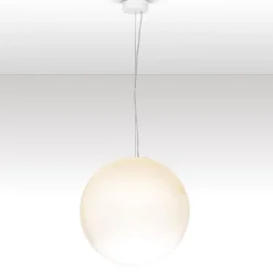 Lampadari Moderni-Selezionato da Mazzolaluce Lampadario sfera bianco sfumato in vetro 50 cm led 15w 3000k dimmerabile