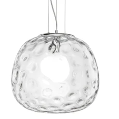 Lampadari Moderni-Perenz Illuminazione Lampadario sfera cm50 di vetro martellato trasparente perenz skin