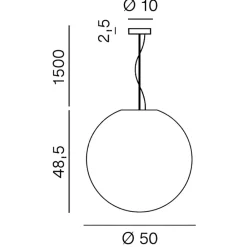Lampadari Moderni-Perenz Illuminazione Lampadario sfera 50cm di vetro soffiato bianco perenz moon