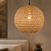 Lampadario Camera Da Letto-Selezionato da Mazzolaluce Lampadario sfera di rattan naturale 40 cm per camera da letto