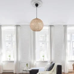 Lampadario Camera Da Letto-Selezionato da Mazzolaluce Lampadario sfera di rattan naturale 40 cm per camera da letto