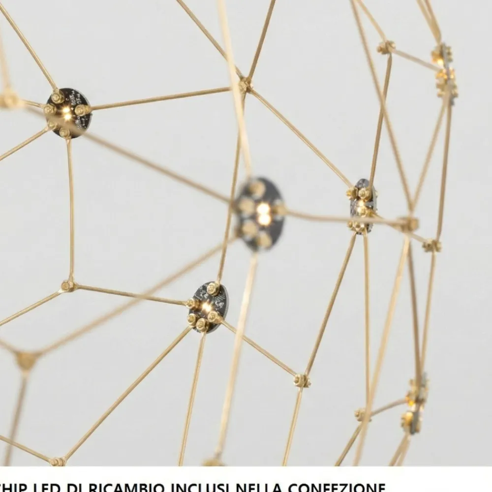 Lampadari Moderni-Selezionato da Mazzolaluce Lampadario sfera sole 80 cm oro led 21w 3000k moderno