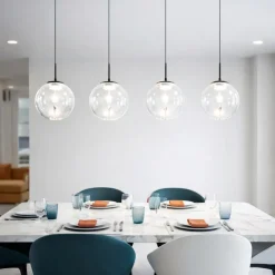Lampadari Moderni-Fabas Luce Lampadario 4 sfere a sospensione in vetro per tavolo sala da pranzo