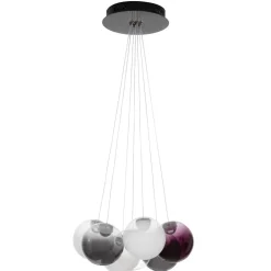 Lampadari Moderni-Selezionato da Mazzolaluce Lampadario sfere bocce di vetro opale viola fume per tavolo soggiorno moderno