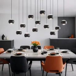 Lampadari Moderni-Selezionato da Mazzolaluce Lampadario sfere nere per tavolo da soggiorno moderno led 2700k-6500k