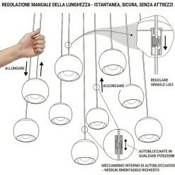 Lampadari Moderni-Selezionato da Mazzolaluce Lampadario sfere nere per tavolo da soggiorno moderno led 2700k-6500k