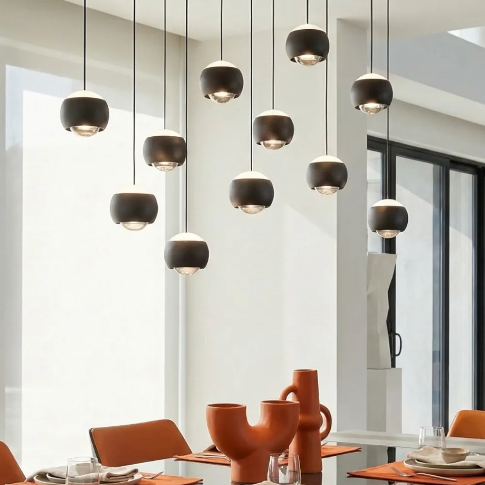 Lampadari Moderni-Selezionato da Mazzolaluce Lampadario sfere nere per tavolo da soggiorno moderno led 2700k-6500k
