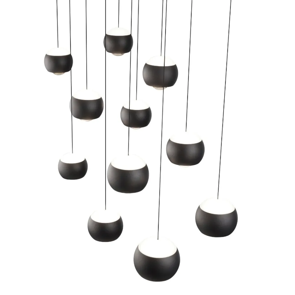 Lampadari Moderni-Selezionato da Mazzolaluce Lampadario sfere nere per tavolo da soggiorno moderno led 2700k-6500k