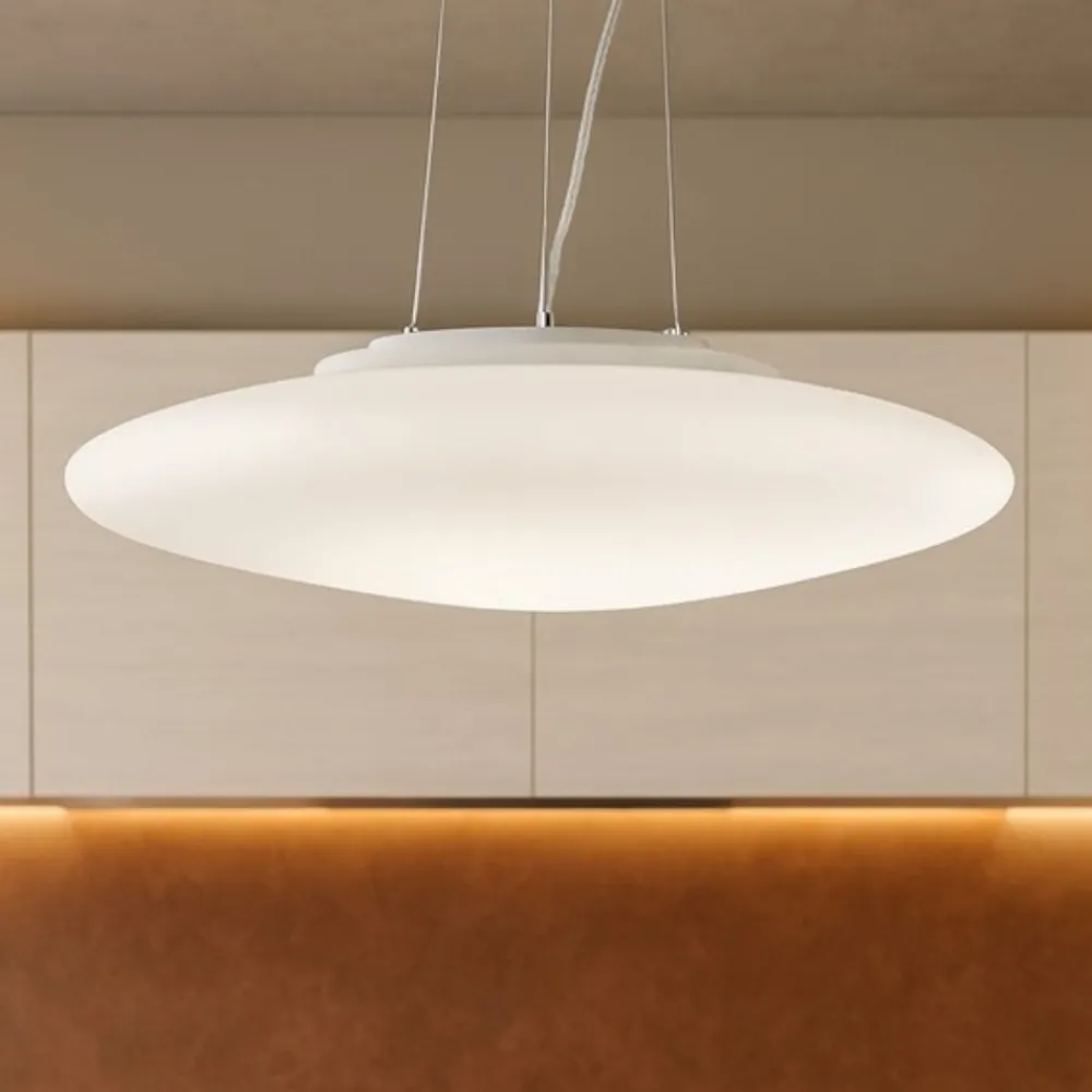 Lampadari Cucina-Ideal Lux Lampadario smarties sp3 d42 per cucina moderna vetro bianco